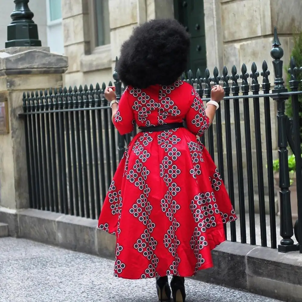 Elegante Kvinder Kjole Til Et Bryllup Part Foråret 2020 Half Sleeve Kjoler Stor Størrelse Red Fashion Aften, Kontor Arbejde Afrikanske Kjoler 2