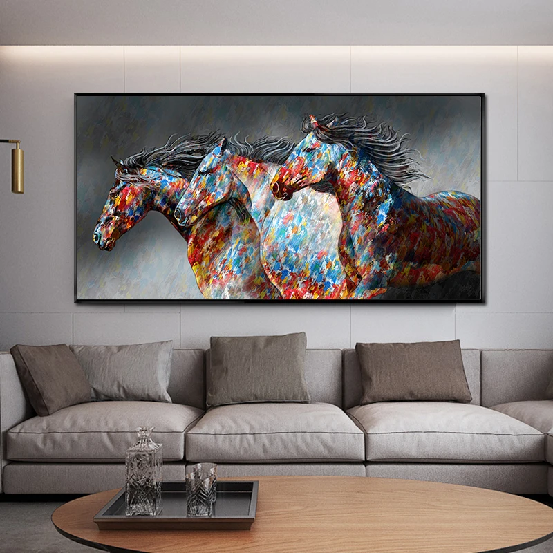Væggen Olie Maleri Plakater Køre Hest Lærred Maleri Væg Kunst Billede Vilde Dyr Lærred-Billeder til stuen Uden Ramme 2