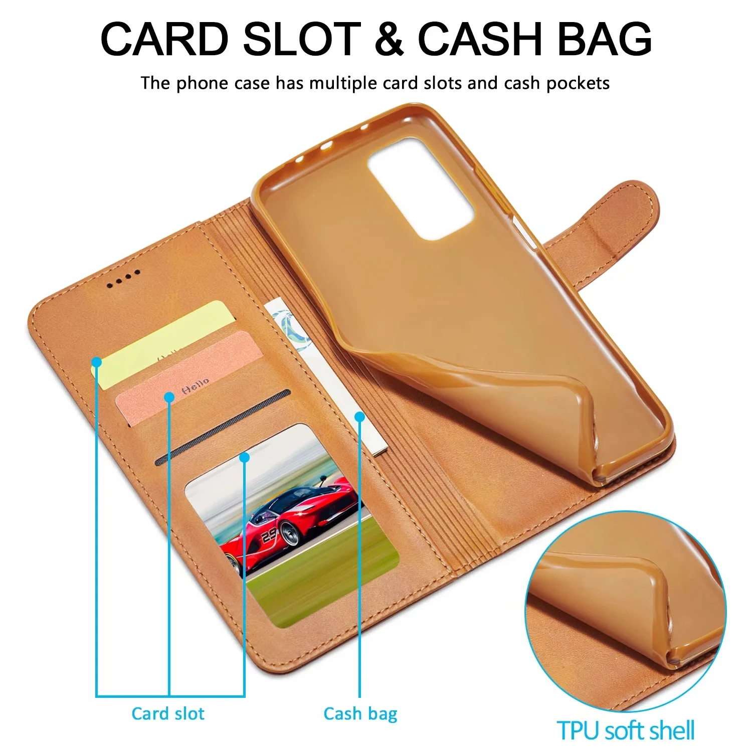Luksus Flip Læder taske Til Xiaomi Mi 10T Pro Lite 10TPro Wallet-Kort Telefon Dækning For Redmi 9 9A Note 9 9s 8 pro 8A 8T sag 2