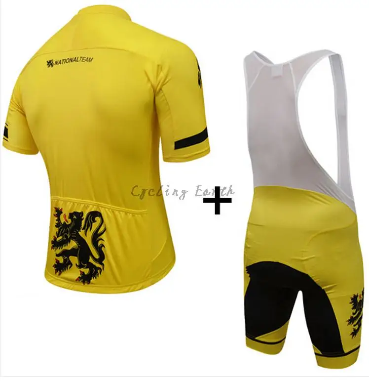 Løven fra Flandern National team 2016 kortærmet trøje bib shorts sæt tøj MTB cykel ropa ciclismo maillot gel pad 2