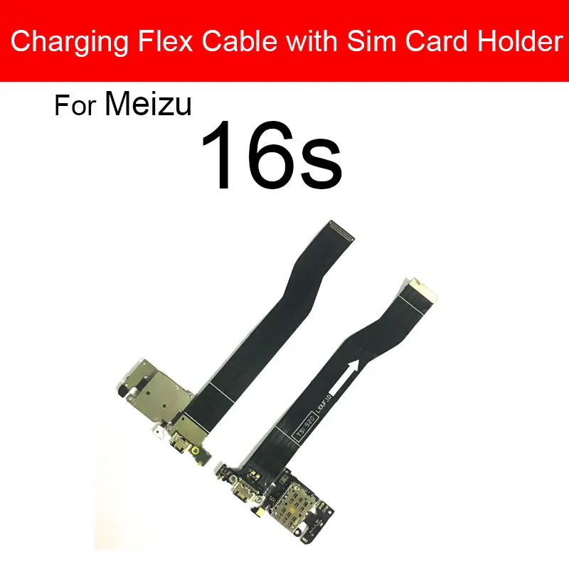 Mikrofon Opladning Grænseflade Understøtter For Meizu 16S Hurtig Opladning Lille Bord Sim-Kortholderen Flex Kabel Reparation Udskiftning 2