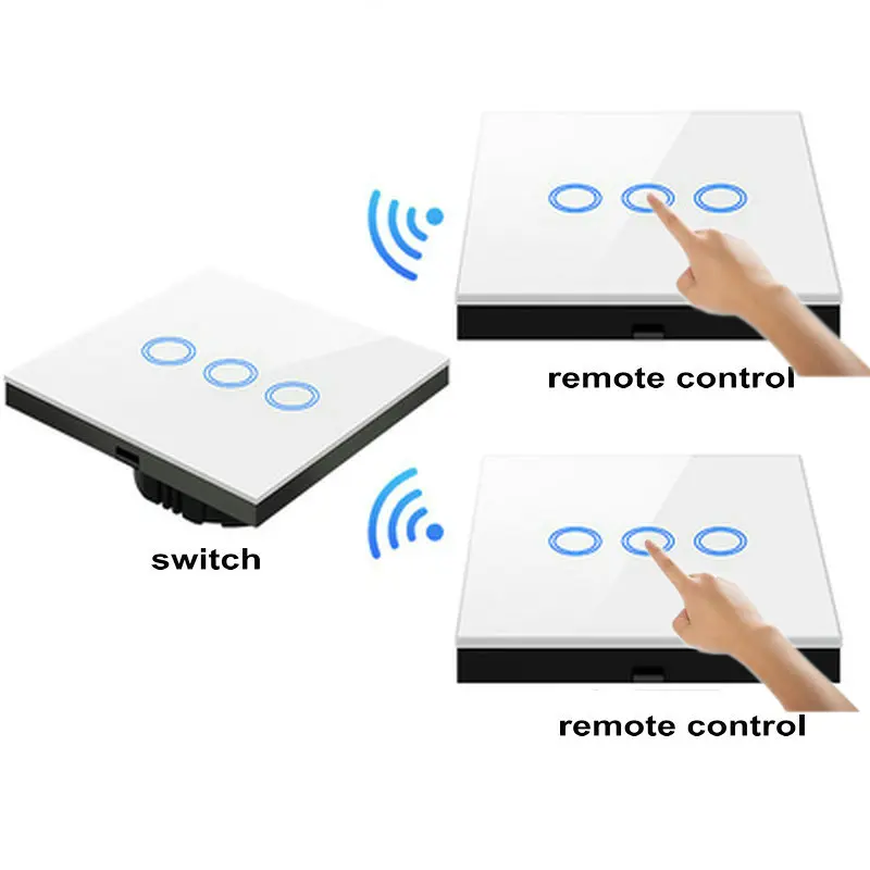 Smart Switch Wireless Touch Skifte 220V for Led Lys RF-Fjernbetjening Glas Skærm 1/ 2/ 3 bande Wall Panel Modtager led Lampe 2