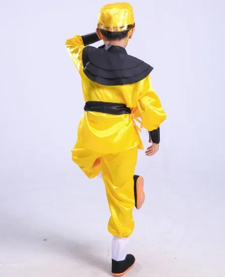 Sun wukong kostumer til børn, sjove cosplay jakkesæt til drenge abe tøj gul cosplay halloween kostumer til børn 2