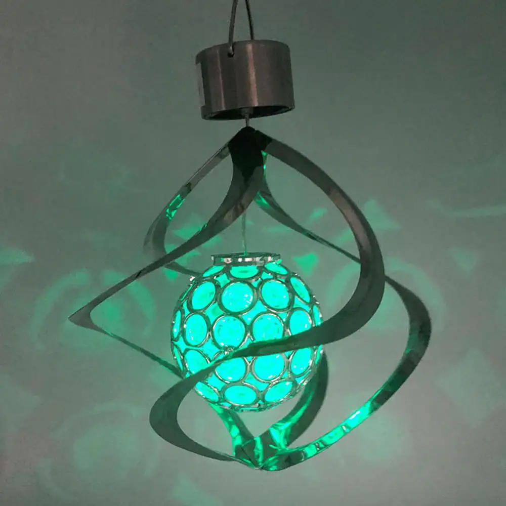Solar Powered Wind Chime Lys LED Have Hængende Spinner Lampe farveskiftende Græsplæne Værftet Hjem Dekoration 2