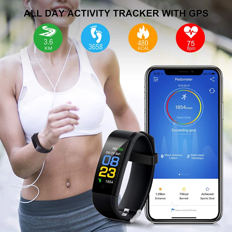 Smart Ur til Mænd Blodtryk Vandtæt Sport Armbånd pulsmåler Fitness Tracker Smartwatch Kvinder til iOS Android 2