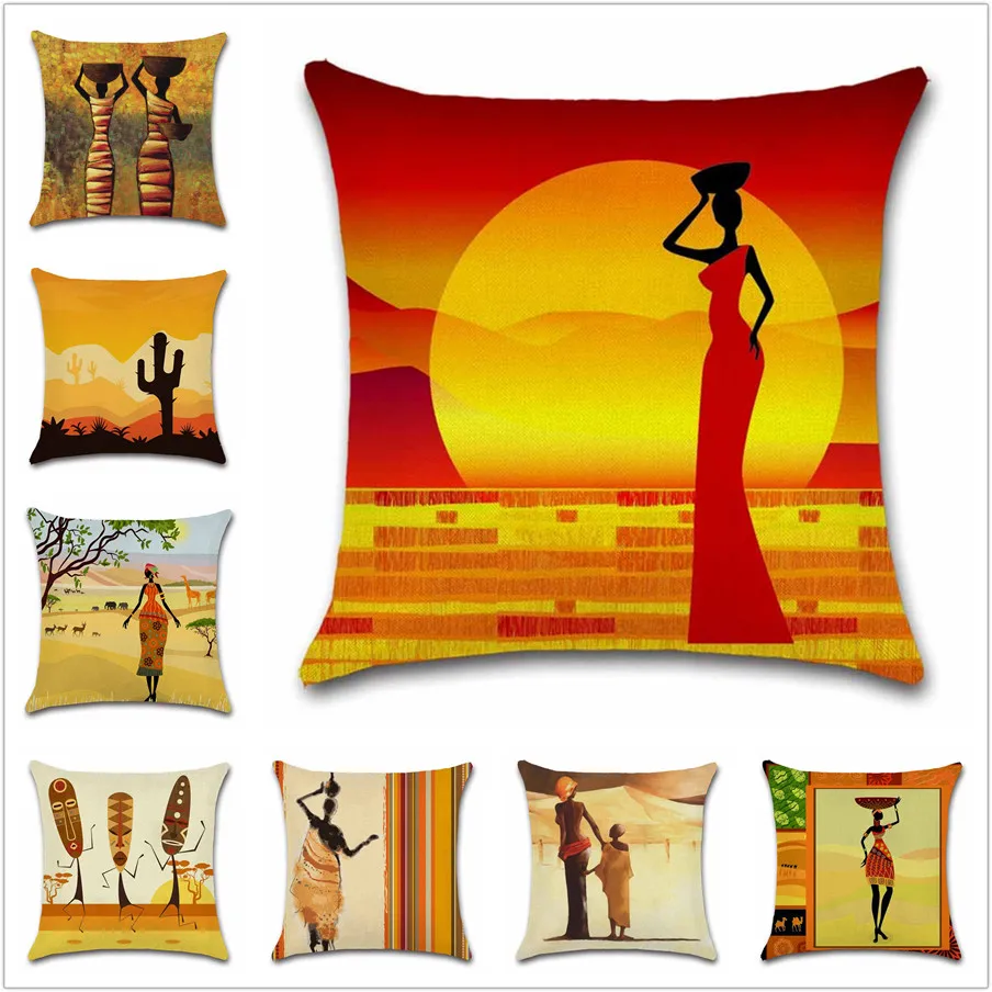 Afrikanske Mønster Abstrakt Maleri Afrika pudebetræk Dekoration hus Hjem sofa stol sæde Eksotiske gave til ven pudebetræk 2