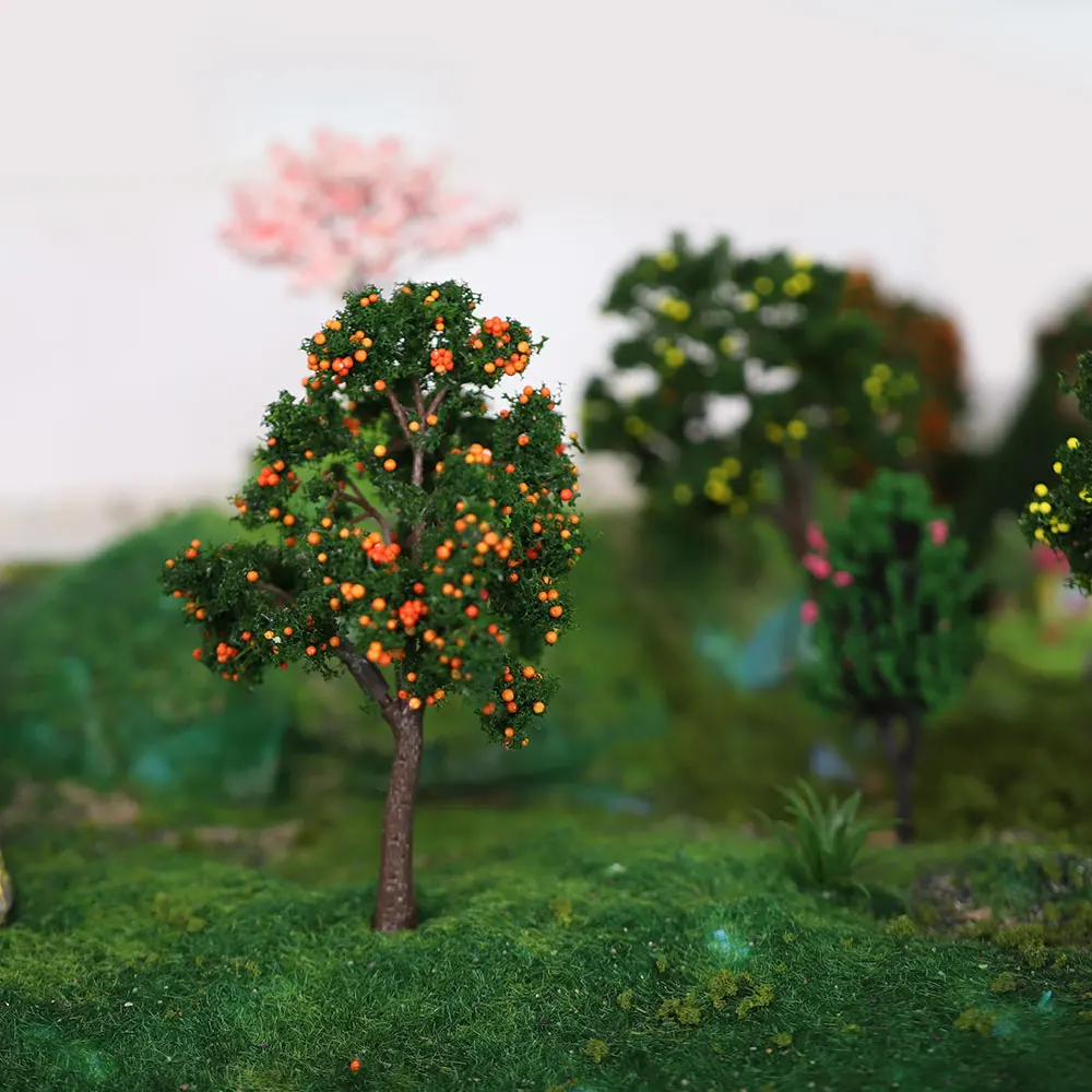 Simulering Frugt Model Træ Grønne Anlæg Toy Tre Farver Frugt, 10stk Sand Tabel Gøre Miniature Landskab Arkitektur Tog 2