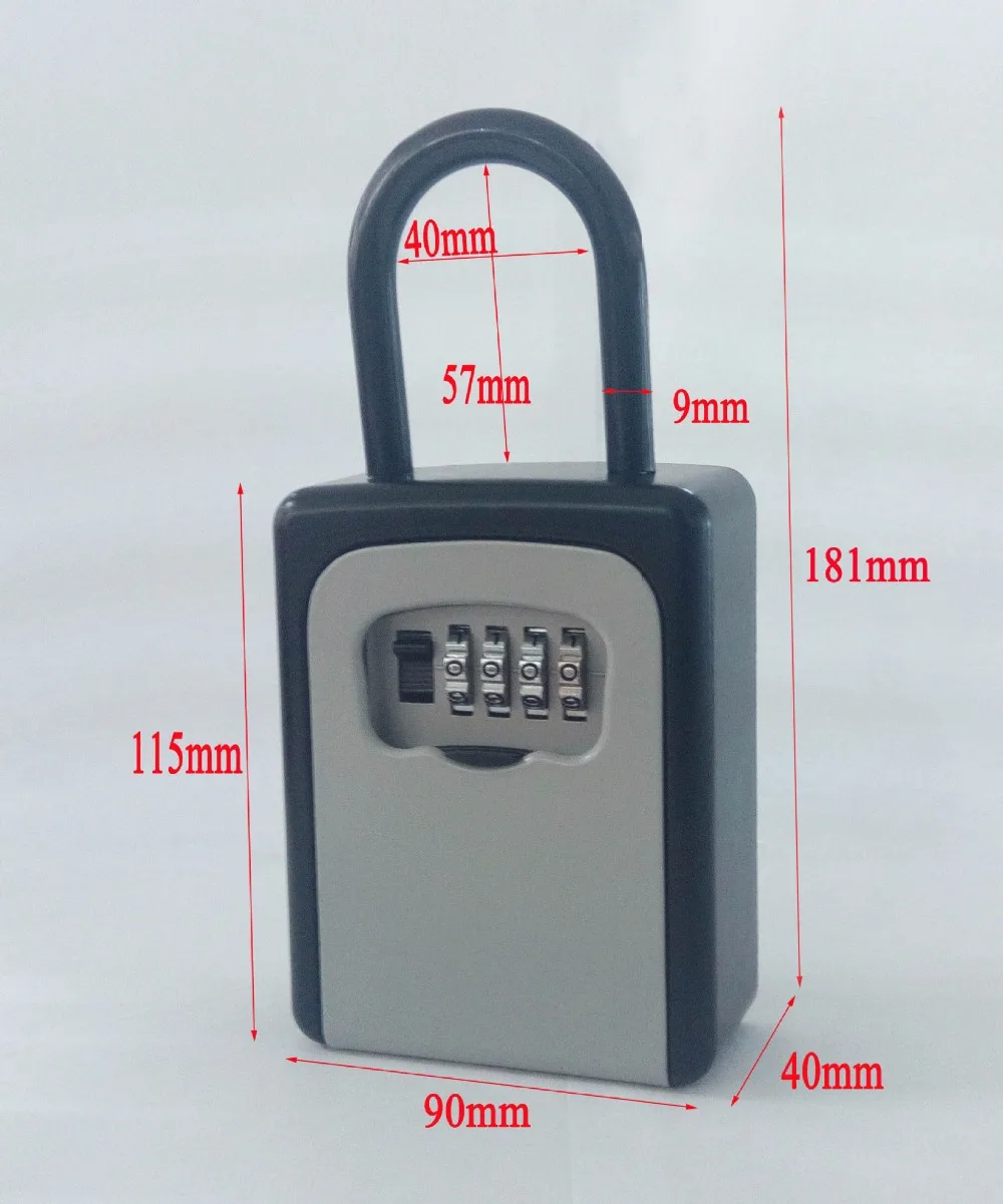 4-Cifret Kombination Password Sikkerhed Nøgle Lås Box Hængelås Arrangør Vægmonteret Home Security Beskyttelse 2