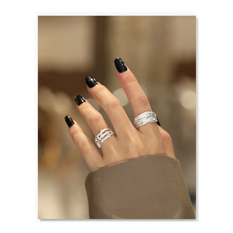 S'STEEL Uregelmæssige Ringe Til Kvinder 925 Sterling Sølv Minimalistisk Design Personlig Justerbar Ring Bague Argent Fine Smykker 2