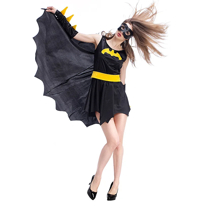 VASHEJIANG Voksen Spandex Bat Helt Kostume til Voksne Kvinder Superwoman Cosplay Halloween, Karneval Super Bat hero Sjove Uniform 2
