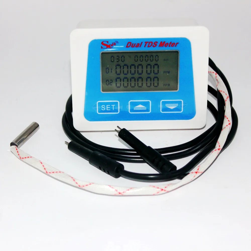 Dual probe Digital TDS Meter Online test, vand, demineraliseret vand kvalitet Tester Overvåge Temperatur tiden vise 2