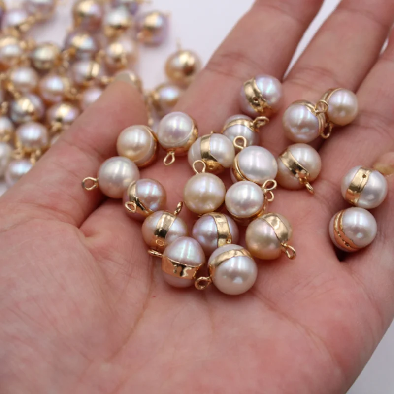 5pcs/masse 10mm Naturlige Ferskvands Perle Løse Perler Runde-Charme-Stik Perler Til gør det selv-Håndlavede Smykker at Gøre Tilbehør 2