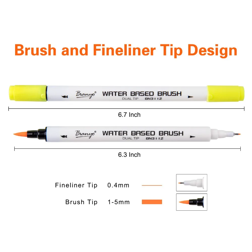 Bianyo 48Color Aquarelle Børste Markøren Penne Sæt Dual-Hoved vandbaseret Farve Markører Fineline Pen til Kunstner Tegning af Forbrugsstoffer 2