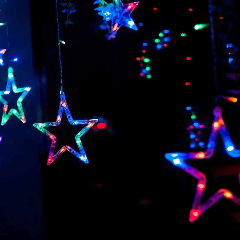 12pcs femtakket Stjerne LED Strip Light stjernehimmel Lampe Gardin Vandfald Lys juletræ Nye År, Hjem Indendørs Dekoration 2