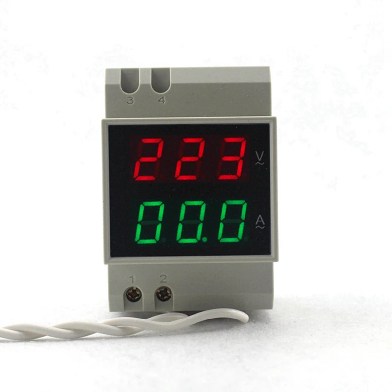 DIN-SKINNE AC 80-300V AC 200-450V AC 0.1-99.9 EN Dobbelt led Digital Voltmeter Amperemeter AC Spænding Nuværende Meter Skærm 2