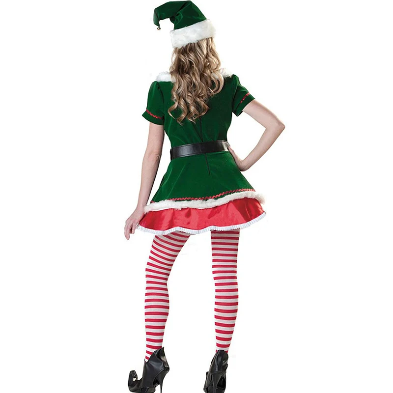 Deluxe Adult Christmas Santa Claus Kostume, Grøn Xmas Elf Par Carnival Cosplay Macot Part Fancy Kjole 2