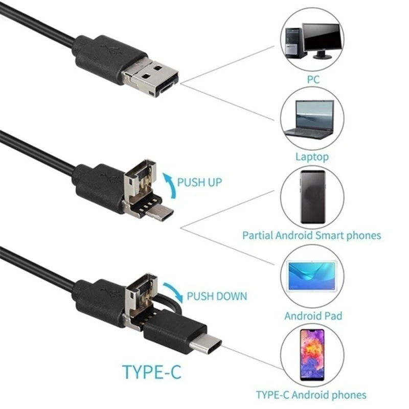 7/8mm Wifi Endoskop Kamera, HD 720P/480P 6LED Vandtæt Fleksibel USB-Inspektion Endoskop til Android PC-1m/2m/5m/10m Kabel 2