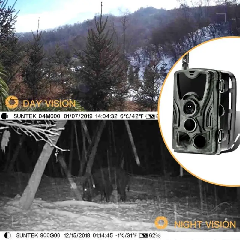 4G Trail Kamera Dyreliv Jagt overvågningskameraer HC-801LTE 16MP 0.3 S Udløse Infrarøde Med Antenne Jagt på Vilde Kamera 2
