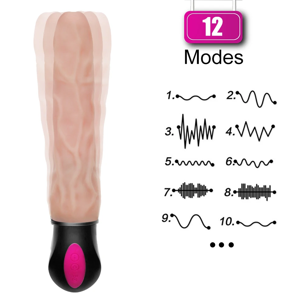 FLXUR 12-Tilstand Varme Realistisk Dildo Vibrator Fleksibel Blød Silikone Penis G Spot Vagina Vibrator Masturbator Sex Legetøj Til Kvinder 2