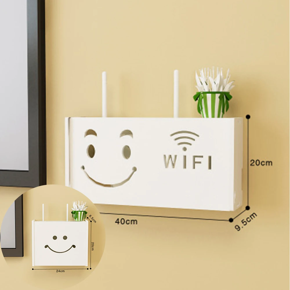 Wireless Wifi Router Opbevaringsboks Træ-Plast Hylde Vægtæpper Beslag Kabel Opbevaring 2 Størrelsen Home Decor 2