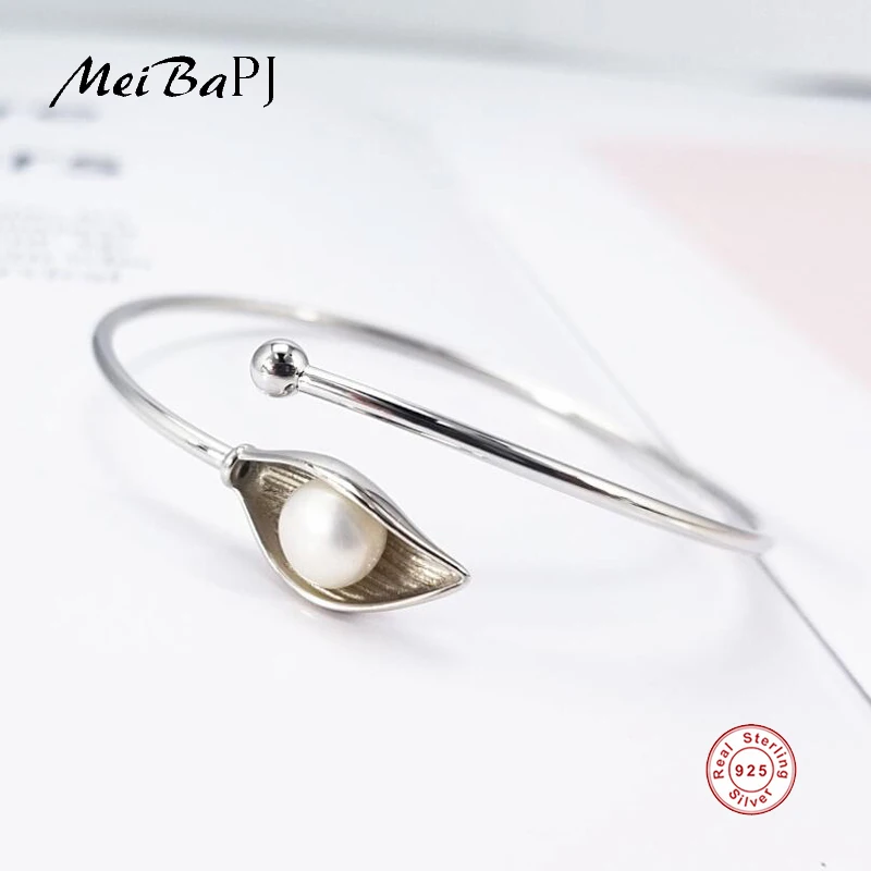 [MeiBaPJ]925 Sterling Sølv Armbånd Naturlige Ferskvands Perle Armbånd til Kvinder Hvid/Pink/Lilla/Sort Mode Charme Smykker 2