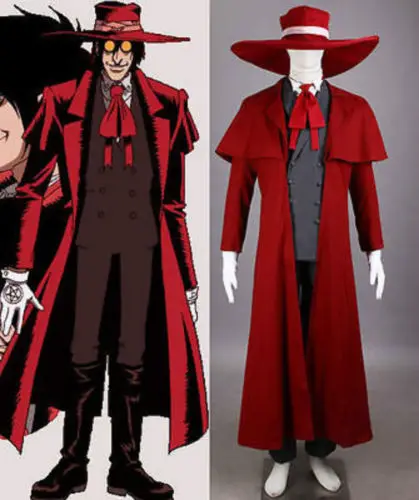 Vampire Hunter Cosplay HELLSING Alucar cosplay Kostumer Cool Mand Suit&Højt Indhold af Bomuld Lang Frakke Bedste Udstyr Cos Briller 2
