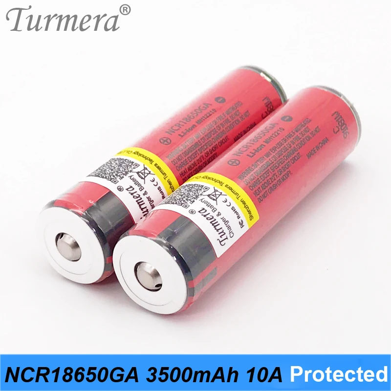 Turmera 18650 3500mAh Batteri NCR18650GA 10A afladningsstrøm med Beskyttet yrelsen for Genopladelig Lommelygte og Bruge Forlygte 2