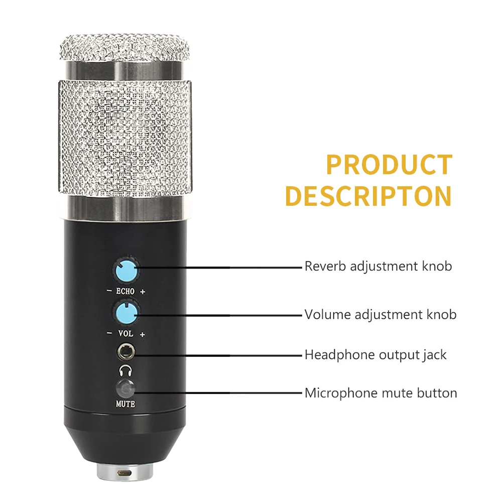 Opgraderet Version bm 800 Kondensator Mikrofon kit bm800 USB-Mikrofon til Computeren, Karaoke Optagelse med Stativ Stativ 2