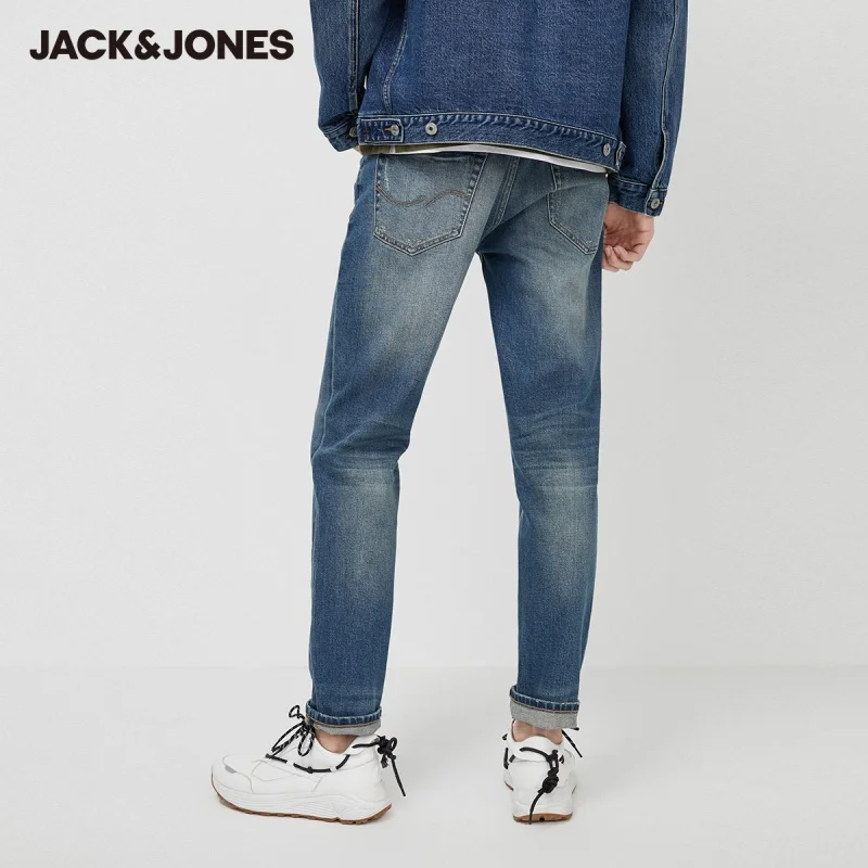 JackJones Mænd ' s Vintage Strække Whiskering & vasket Slim Fit Ripped Jeans| 220132538 2