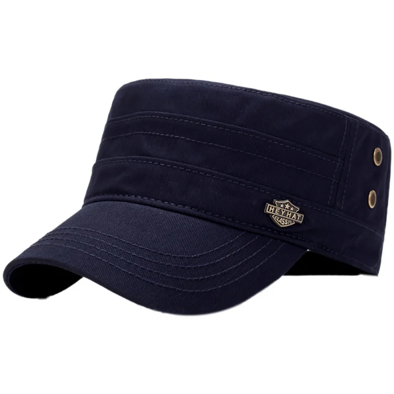 Flad Top Cap Fashion Trendy Justerbar Bærbare Parasol Hat Hat Militære Caps For Mænd 2