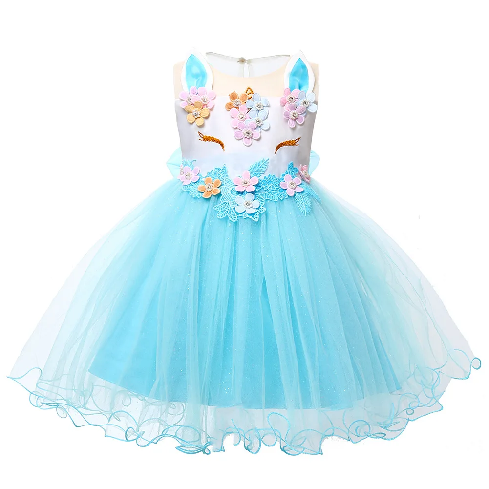Baby piger prinsesse kjole 2019 nye unicorn flower party dress børn 1st fødselsdag kjoler til baby piger vestidos spædbarn kjoler 2