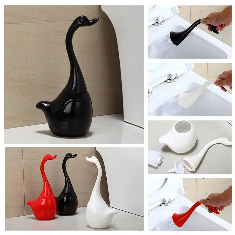 Innovative Swan Form Toilet Børste Badeværelse Tilbehør Keramiske Base Plast Håndtag Rensebørste Til Badeværelse Home Hotel 2
