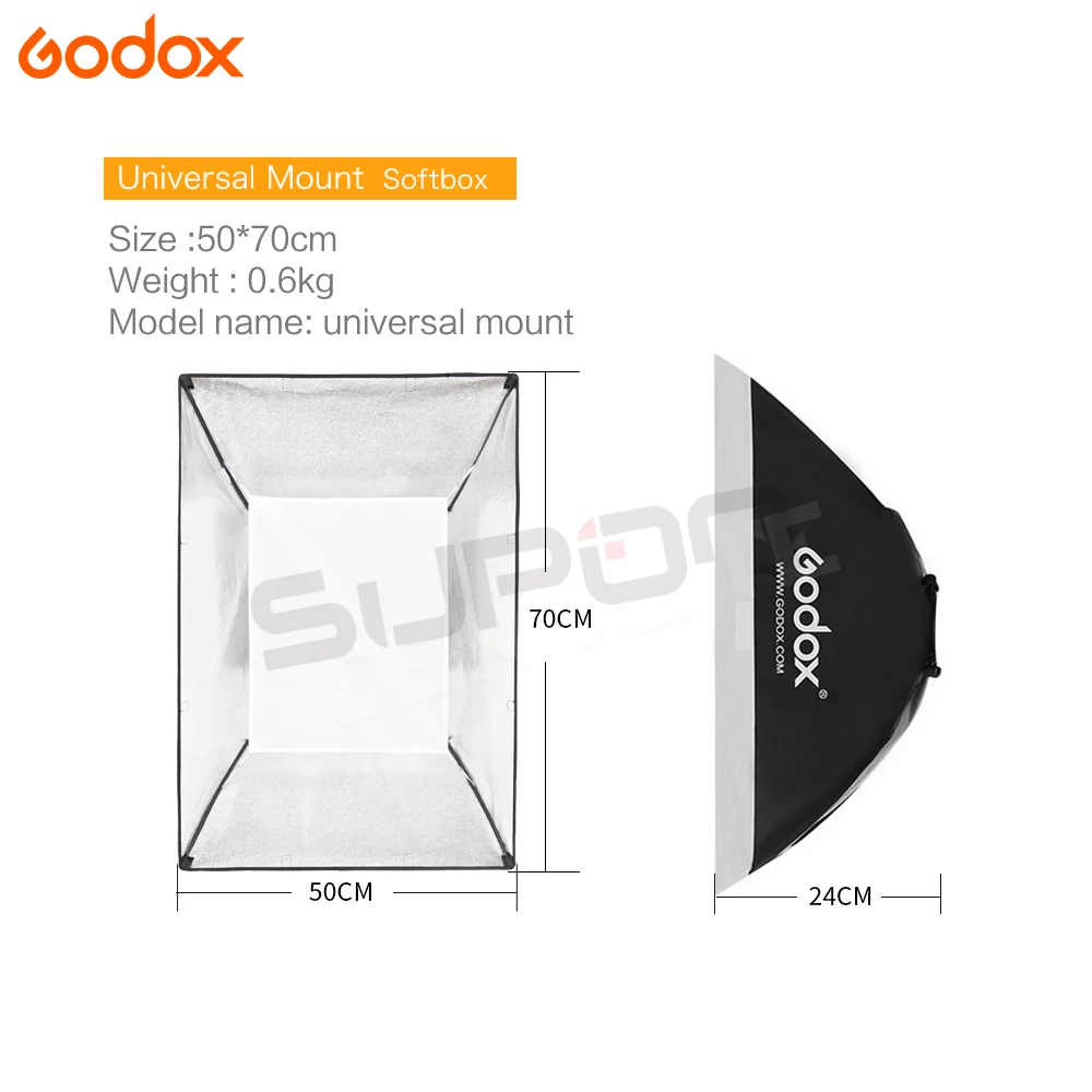 Godox 2x E250 Studio Foto Tilbehør Flash Belysning Kit Med Godox PÅ-16 Udløse + 2x Softbox 50x70cm + 2x lys stå 2