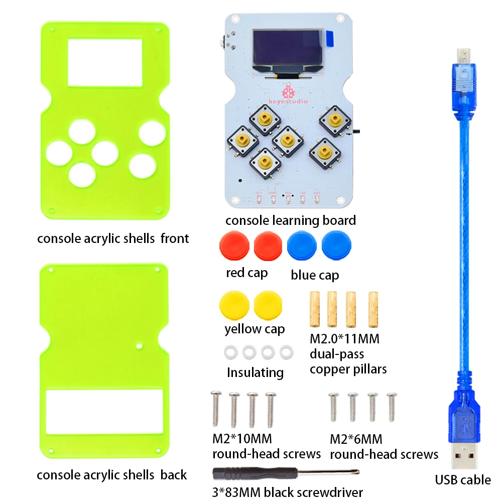 Keyestudio GAMEPI ATMEGA32U4 DIY Kit HandheldCon W/OLED-Spil Maskine Konsollen Starter Kit til Arduino kompatibel med ARDUBOY 2