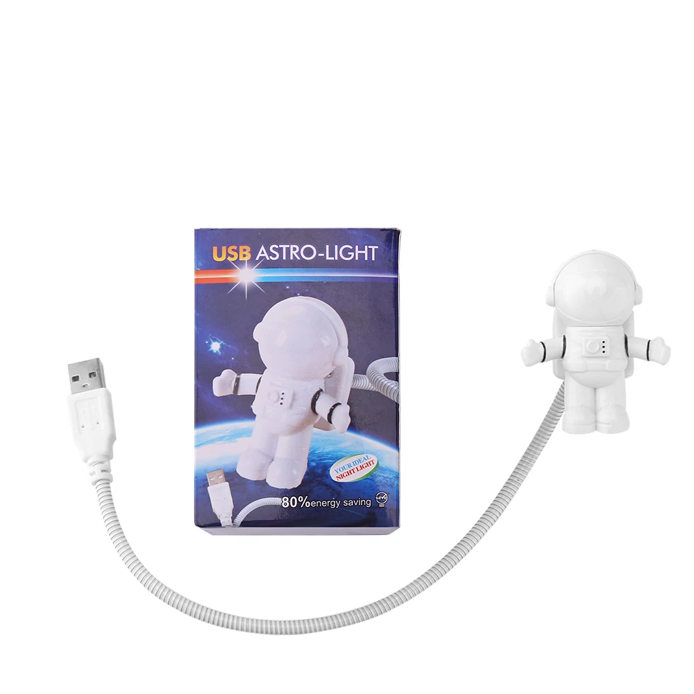 Mini læselampe USB-Rør For Computer-Bærbar PC, Notebook Ren Hvid Bærbare Spaceman Astronaut LED Nat Lys Justerbar 2