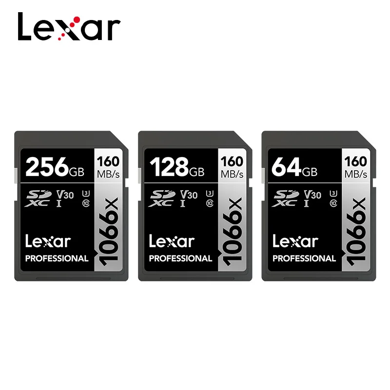 Lexar Professionel SD-Kort 1066x Originale Hukommelseskort på Op til 160 mb/s 256GB 128GB 64GB SDXC UHS-I U3 V30 Flash-Kort Til 4K Kamera 2