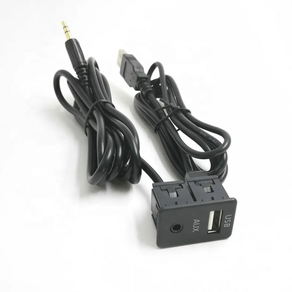 Vandtæt, støvtæt dual usb 2.0 USB 3.0-HDMI-AUX EN mand til En kvinde runde panel mount forlængerkabel med beslag og hætte 2