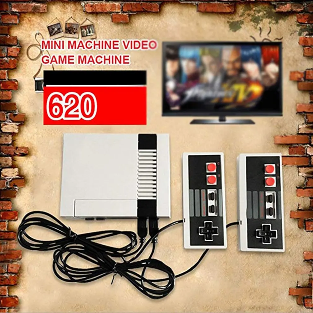 Retro Familie NES Video Mini Konsol Med 620 Spil, Klassiske Spil Konsol Hjem Tv-Spil Maskine Kortet Hd 821 620 med 1 2