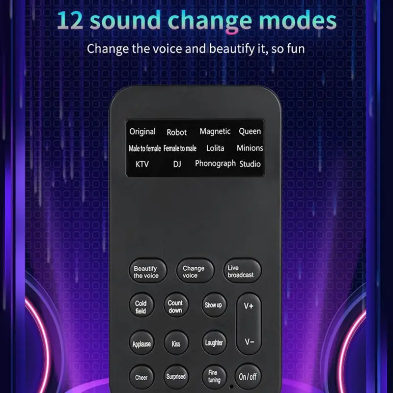 Mikrofon Voice Changer Mini lydkort 12 Lyden Skifter Tilstande lydoptagelse Game Voice Changer for Computer, Telefon 2