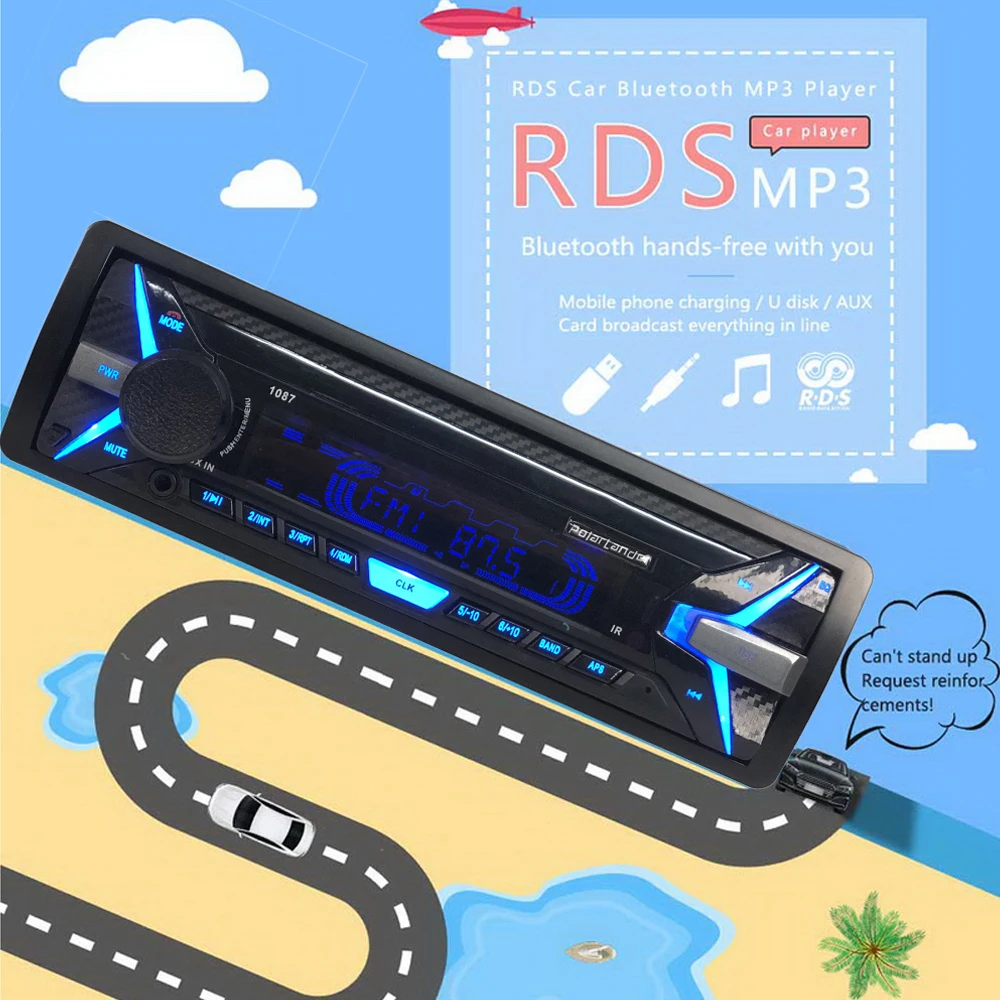 Aftagelig RDS MP3 Bil Radio-Bil-MP3-Afspiller 1 Din Bil Stereo Lyd Autoradio Bluetooth Hands-free In-dash FM Aux USB-SD 2