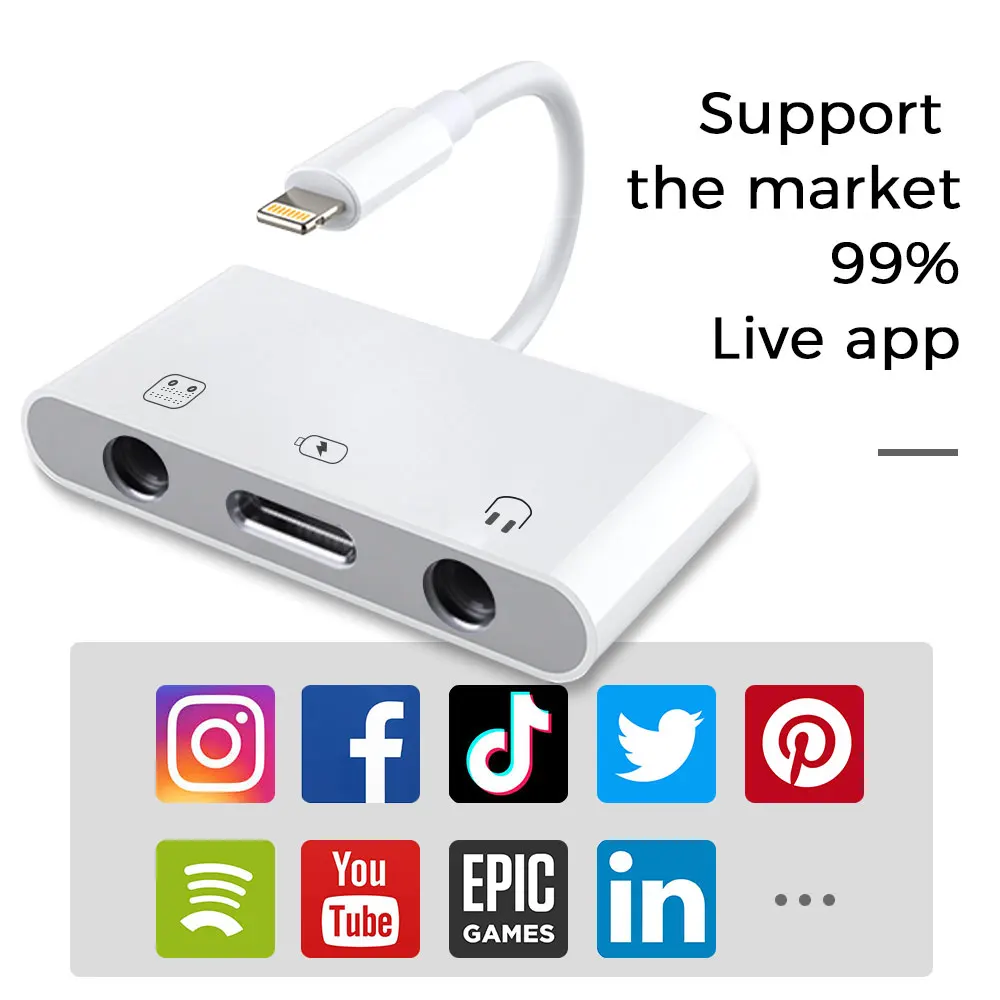 Lyn lydkort iPhone Network Broadcast-Adapter Audio Headset Mikrofon-3,5 mm Stik Til iPhone 8 X 11 Max Support-Webudsendelse 2