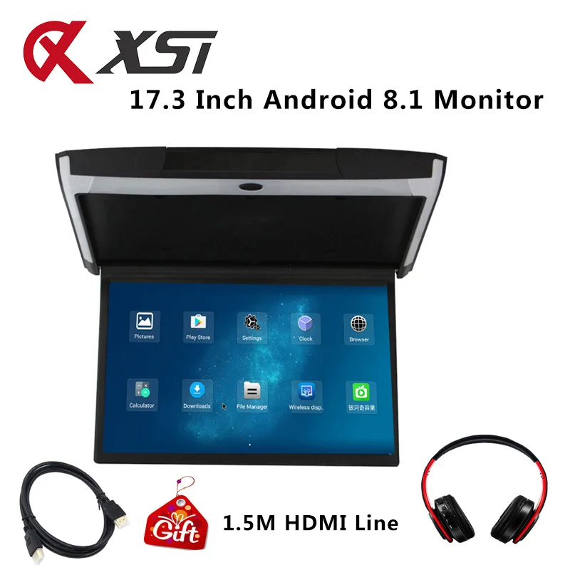 XST 17.3 Tommer Android 8.1 Bil Overvåge Loft Mount Taget HD 1080P IPS-Skærm WIFI/HDMI/USB/SD/FM/Bluetooth/Højttaler 2