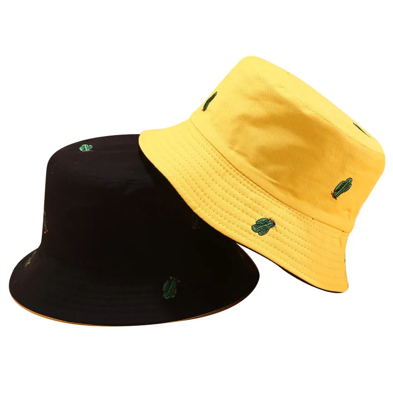 2020 nye kaktus broderi dobbelt-sidet fiskeren hat mænd og kvinder udendørs solskærm travel leisure caps spand hatte 2