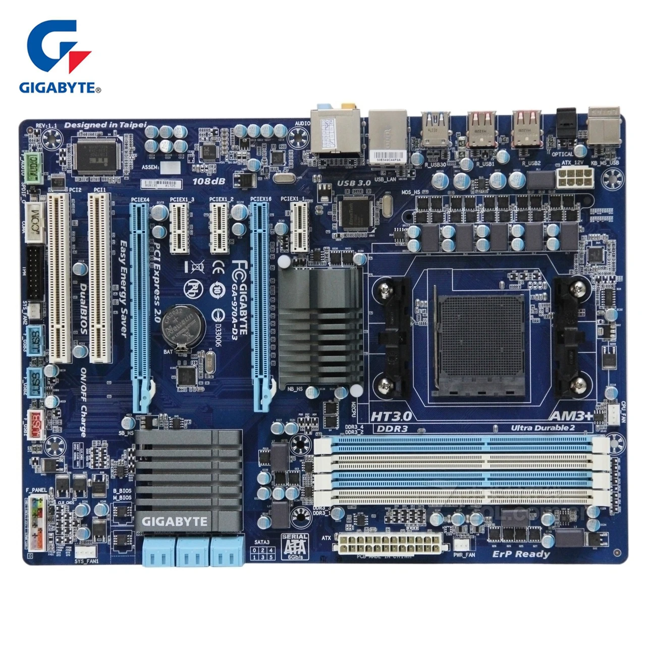 Gigabyt GA-970A-D3 Oprindelige Bundkort DDR3 USB 3.0-32G Gigabyt 970A 970 Desktop Bundkort 970A-D3 yrelser AM3+ AM3 Brugt 2