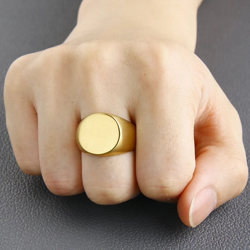Valily Herre Ring Enkle Oval Mat Ring Mode Guld Farve Finger Band Ring Mænd i Rustfrit Stål Signet Ringe til kvinder 2