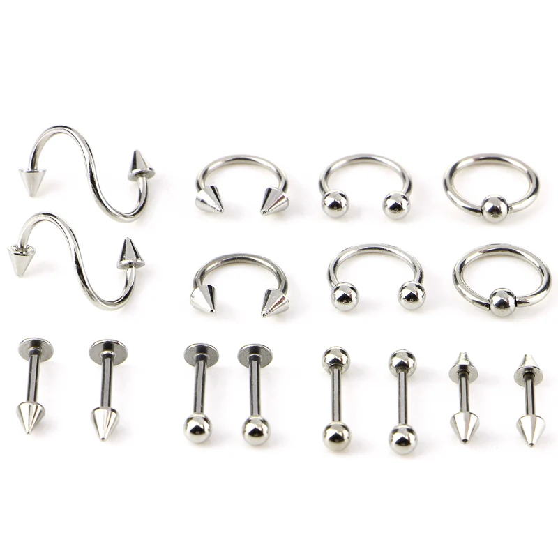 Piercing kit 16pcs Spiral falske Næse Ringe, Øreringe Stud septum Piercing til Kvinder, Mænd Mode Piercing Nariz Piercing øreringe 2