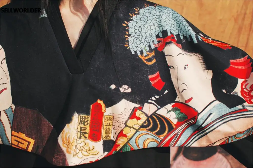 2020 Kvinde Japansk Kimono Style Ukiyoe Udødelige kærlighed Lange ærmer Kjole 2