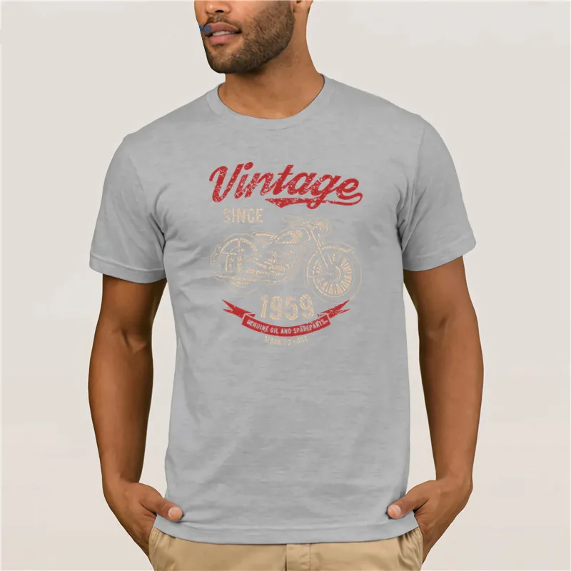 Tshirt mænd Vintage Siden 1959 Fødselsdag, Gave, Motorcykel Cykel Bomuld personlighed T-shirt 2