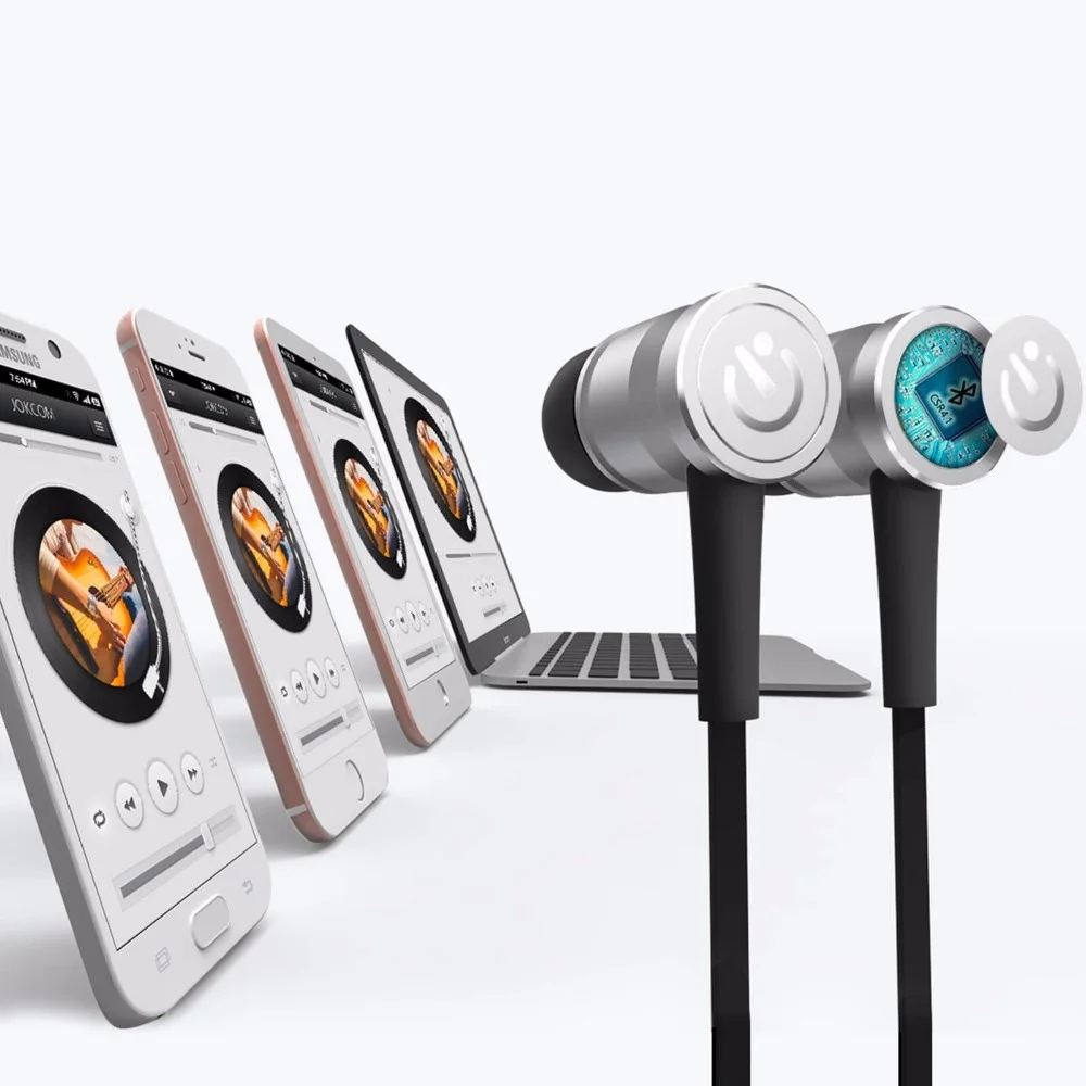 Bluetooth 4.1 Trådløst Headset I Øret Hovedtelefoner Mic Sport Neckband Magnetiske Øretelefoner Vandtæt til IOS Android Mobiltelefon 2