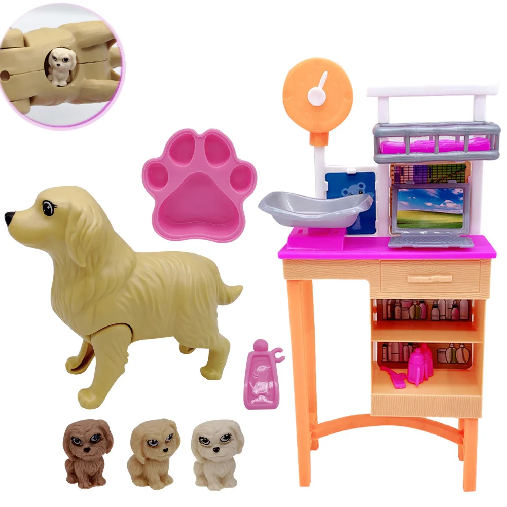 2020 simulering gravide hund + hvalp badekar stå/behandling stand børns legetøj tilbehør bedste Julegaver play house 2